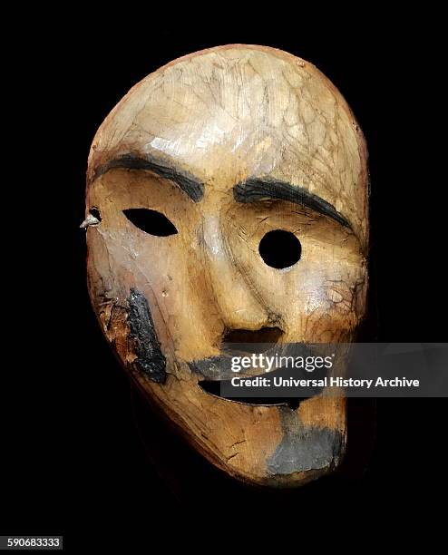 Spirit mask. Used by an Alaskan, Inuit Shaman, this mask would have been worn during ritual dances to bring good health and hunting. Made from hair,...
