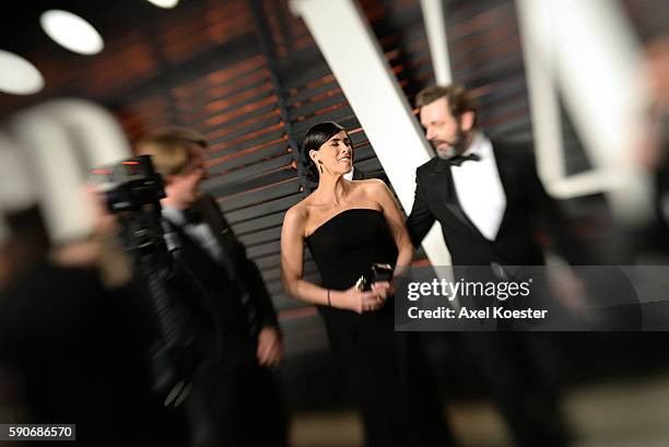 Sarah Silverman and Michael Sheen arrive to the Vanity Fair Party following the 88th Academy Awards at The Wallis Annenberg Center for the Performing...