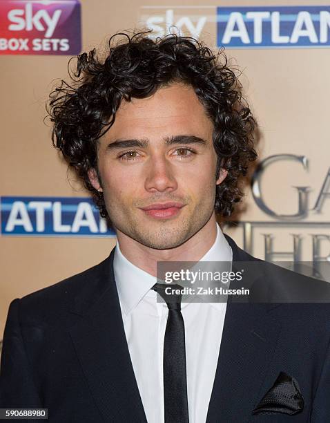 Toby Sebastian arriving at the world premiere of "Game of Thrones" Season 5 at the Tower of London.