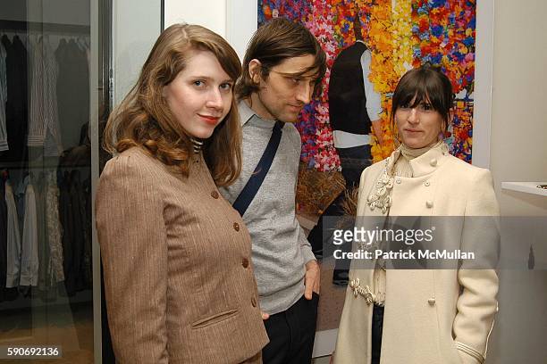 Patricia Treib, Jaya Howey and Kelly Taxter attend Bergdorf Goodman Men's and Giorgio Armani Host "Exploding Plastic Inevitable: 40 Fun Galleries" at...