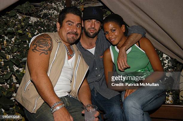 Luis Barajas, Troy Garity and Simone Bent attend The Cabana Club Grand Opening at Hollywood on June 15, 2005.