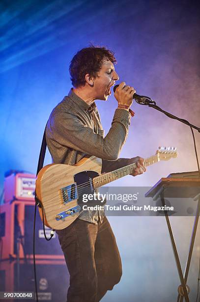 American rock musician Henry Kohen, better known by his stage name Mylets, performing live on stage at ArcTanGent Festival in Somerset, on August 20,...