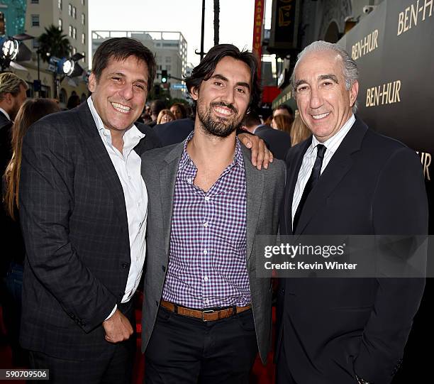 Jonathan Glickman, President, MGM, Matt Dines, VP, Production, MGM and Gary Barber, Chairman, CEO MGM, arrive at the premiere of Paramount Pictures'...