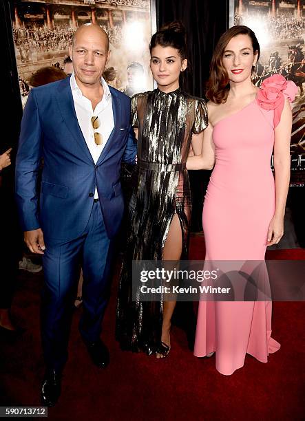 Actors Jarreth Merz, Sofia Black-D'Elia and Ayelet Zurer arrive at the premiere of Paramount Pictures' "Ben-Hur" at the Chinese Theatre on August 16,...