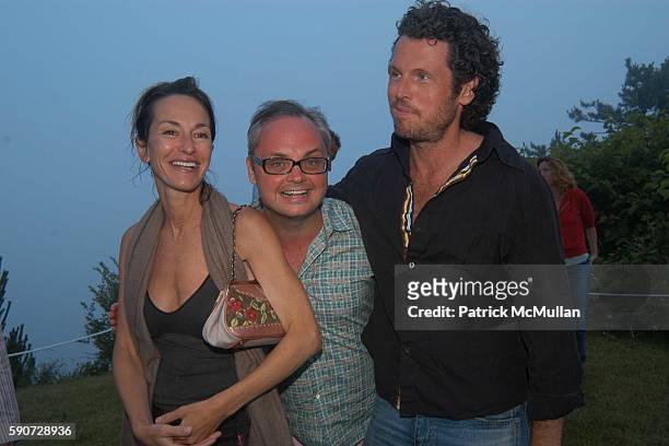 Cynthia Rowley, Mickey Boardman and Bill Powers attend Junko Yoshioka Presents Her Evening Wear Collection at Peter and Nejma Beard Residence on July...