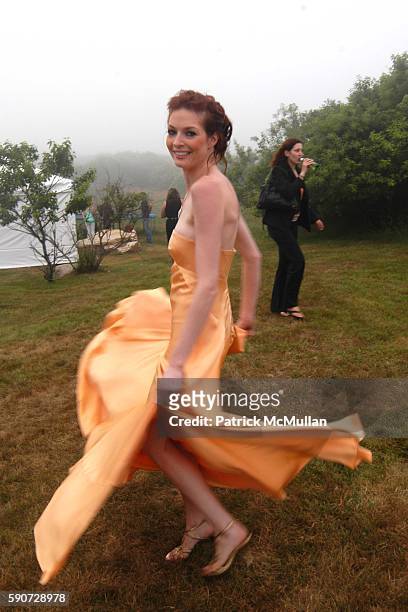 Model Wearing Junko Yoshioka attends Junko Yoshioka Presents Her Evening Wear Collection at Peter and Nejma Beard Residence on July 16, 2005 in...