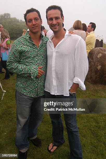 Ploini and David Schlachet attend Junko Yoshioka Presents Her Evening Wear Collection at Peter and Nejma Beard Residence on July 16, 2005 in Montauk,...