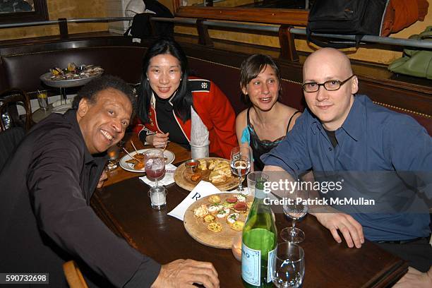 John Johnson, Ann Johnson, Sara Allente and ? attend Interview and DKNY host an Afterparty for Melinda & Melinda at Pastis on March 16, 2005 in New...