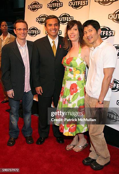 Stephen Gutwillig, Antonio Villaraigosa, Kristen Schaffer and Gregg Araki attend Opening Night Gala of OUTFEST 2005 at Orpheum Theatre on July 7,...