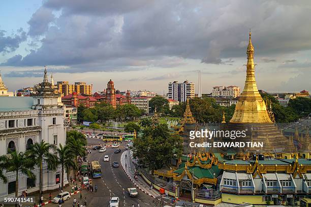 yangon - sule pagoda stock pictures, royalty-free photos & images