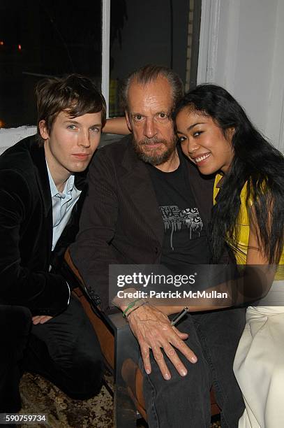 Ryan McGinley, Larry Clark and Tiffany Limos attend Larry Clark ICP Retrospective after-party at Larry Schwarz Residence on March 10, 2005 in New...