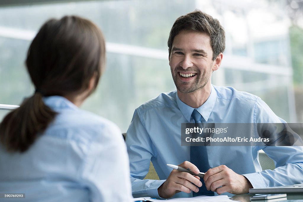 Manager interviewing job candidate