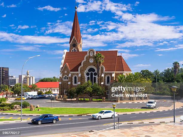 namibia, windhoek, evangelical lutheran church, christ church - windhoek stock pictures, royalty-free photos & images