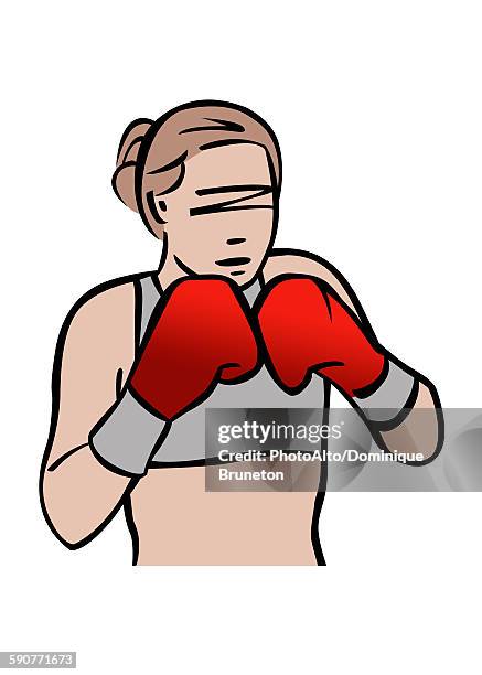 illustration of female boxer - toughness stock illustrations
