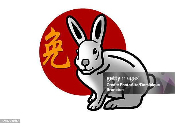 chinese zodiac sign for year of the rabbit - chinesisches sternzeichen stock-grafiken, -clipart, -cartoons und -symbole