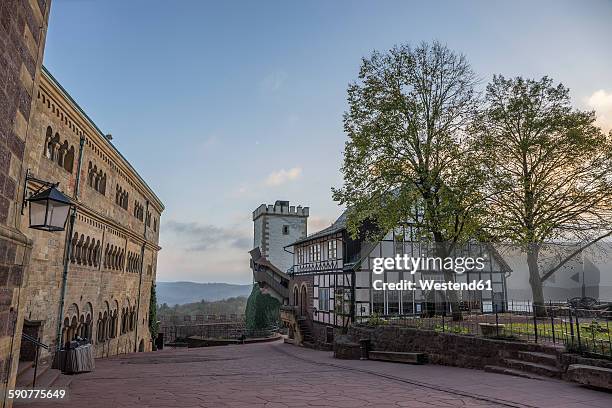 germany, thuringia, eisenach, wartburg in the evening - eisenach stock-fotos und bilder