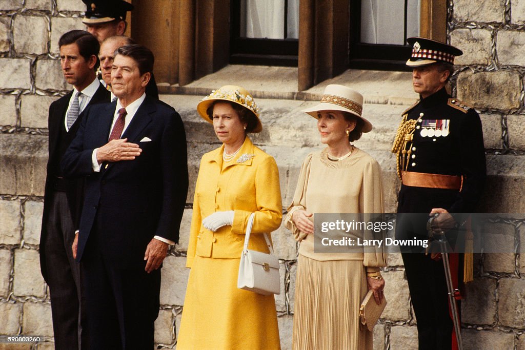Ronald Reagan and His Wife Nancy During Official Visit to England