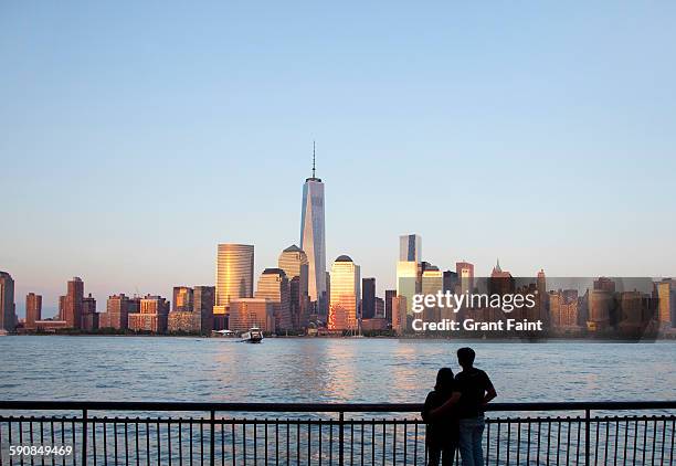 view of city. - world trade center manhatten stockfoto's en -beelden