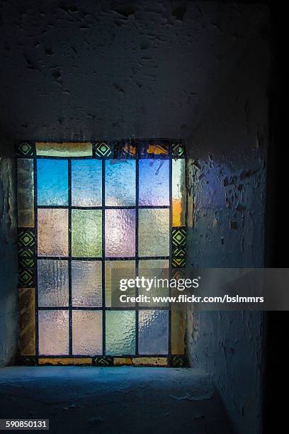 stained glass window - rotten com stock pictures, royalty-free photos & images