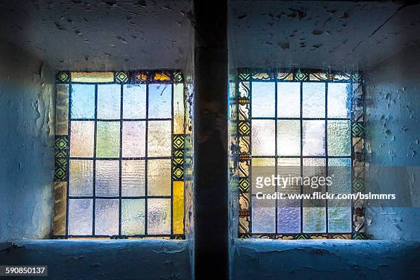 stained glass window - rotten com stock pictures, royalty-free photos & images