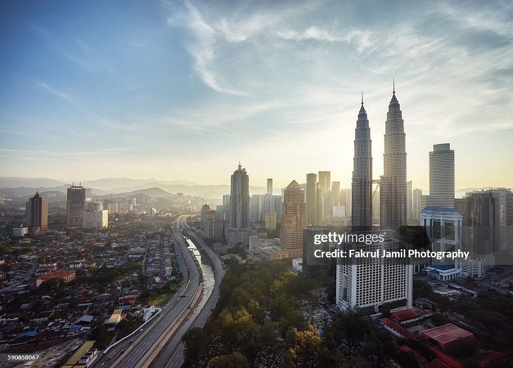 Beautiful Sunlight over Petronas Twin Towers