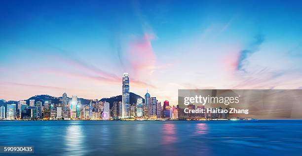 hongkong by night - hongkong stockfoto's en -beelden