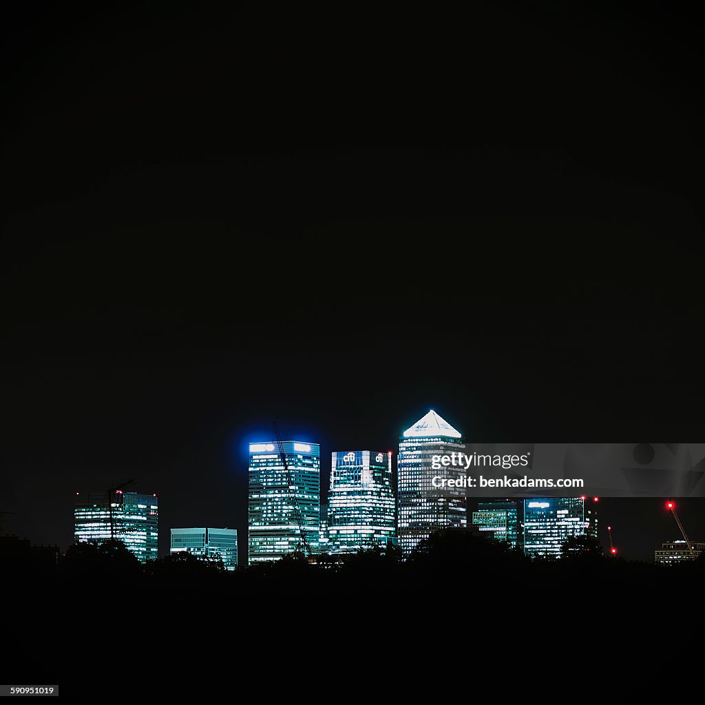 Canary wharf night skyline