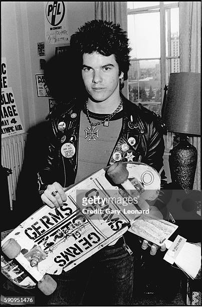 Darby Crash of The Germs with Skateboard