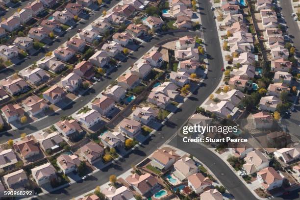 aerial view of housing in las vegas, nevada, usa - las vegas aerial stock pictures, royalty-free photos & images