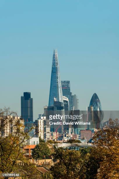 views of south london and the financial district of london known as the city or square mile includin - herne hill stock pictures, royalty-free photos & images