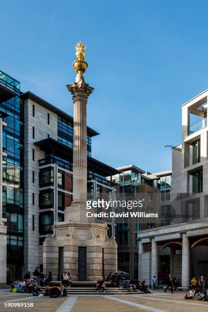 the paternoster square column is a corinthian column of portland stone topped by a gold leaf covered - acanthus leaf bildbanksfoton och bilder