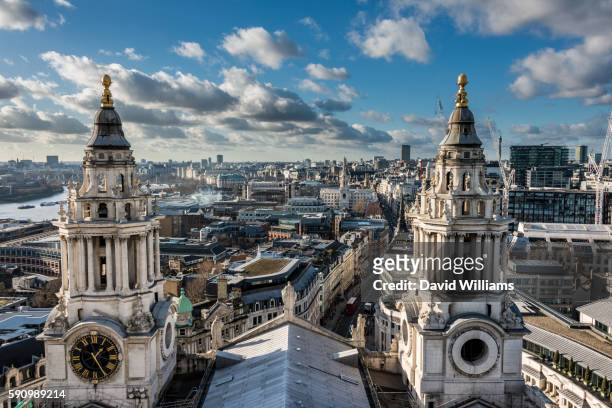 view over west london and st paul's cathedral - fleet street stock pictures, royalty-free photos & images
