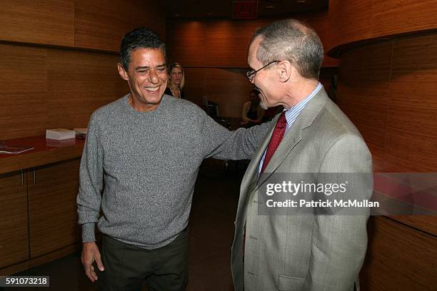 Chico Buarque and Michael Roberts attend Montblanc De La Culture Award Ceremony at Dizzy Gilespie’s Club at Jazz at Lincoln Center on April 19, 2005...