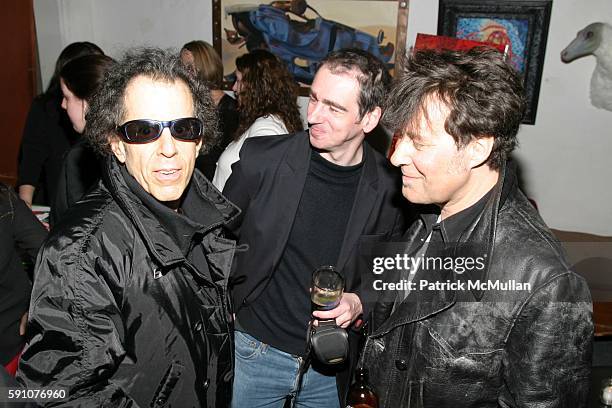 Martin Rev, ? and ? attend Reception for the Premiere of 'Punk: Attitude' at the Tribeca Film Festival at CBGB - 313 Gallery on April 25, 2005 in New...