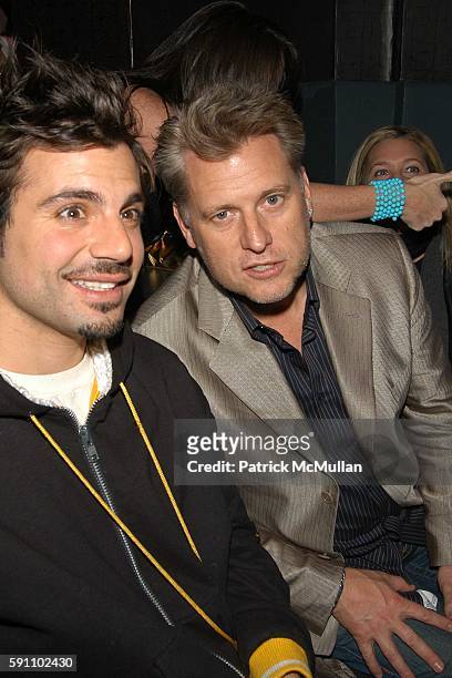 Jamison Ernest and Joe Simpson attend Ryan Cabrera performance after-party at NA on February 25, 2005 in New York City.