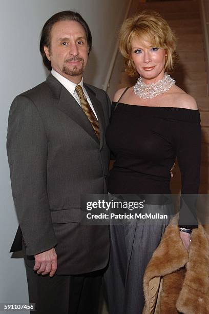 Ron Silver and Catherine de Castelbajac attend The Opening Reception of Richard Prince: Check Paintings at Gagosian Gallery on February 24, 2005 in...