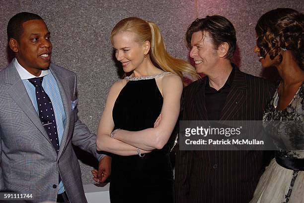 Jay Z, Nicole Kidman, David Bowie and Iman attend Vanity Fair hosts their Tribeca Film Festival dinner at The State Supreme Courthouse on April 20,...