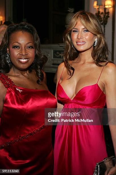 Star Jones Reynolds and Melania Knauss Trump attend The Breast Cancer Research Foundation's Annual "The Red Hot Pink Party" at Waldorf-Astoria on...