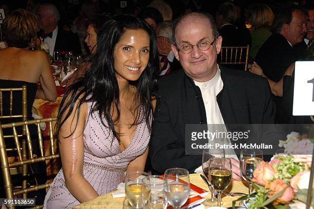 Padma Lakshmi Rushdie and Salman Rushdie attend The 2005 Pen Montblanc Literary Gala at American Museum of Natural History on April 20, 2005 in New...