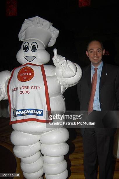 Bibendum and Edouard Michelin attend Michelin Guide Celebrates the Announcement of the Launch of Michelin Guide to New York City at Gotham Hall on...