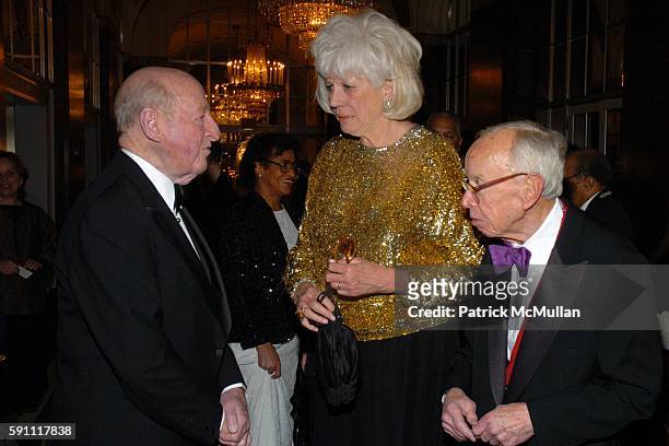 Osborn Elliott, Alexandra Schlesinger and Arthur Schlesinger attend The 30th Anniversary New Yorker for New York Awards at The Waldorf Astoria on...