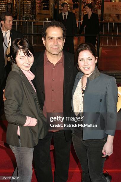 Sophie Shaloub, Tony Shalhoub and Josie Shaloub attend Be Cool Worldwide Premiere at Graumans Chinese Theatre on February 14, 2005 in Hollywood,...