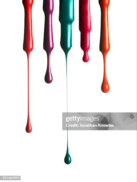 various, colourful nail varnish drippings - nail polish stock pictures, royalty-free photos & images