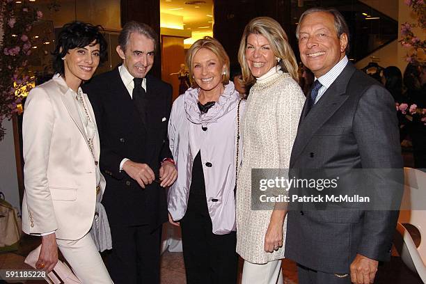 Ines de la Fressange, Luigi D'Urso, Adrienne Vittadini, Jamee Gregory and Gianluigi Vittadini attend Saks Fifth Avenue hosts a cocktail party to...