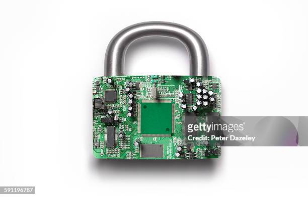 cyber security padlock on white background - anti virus stock pictures, royalty-free photos & images