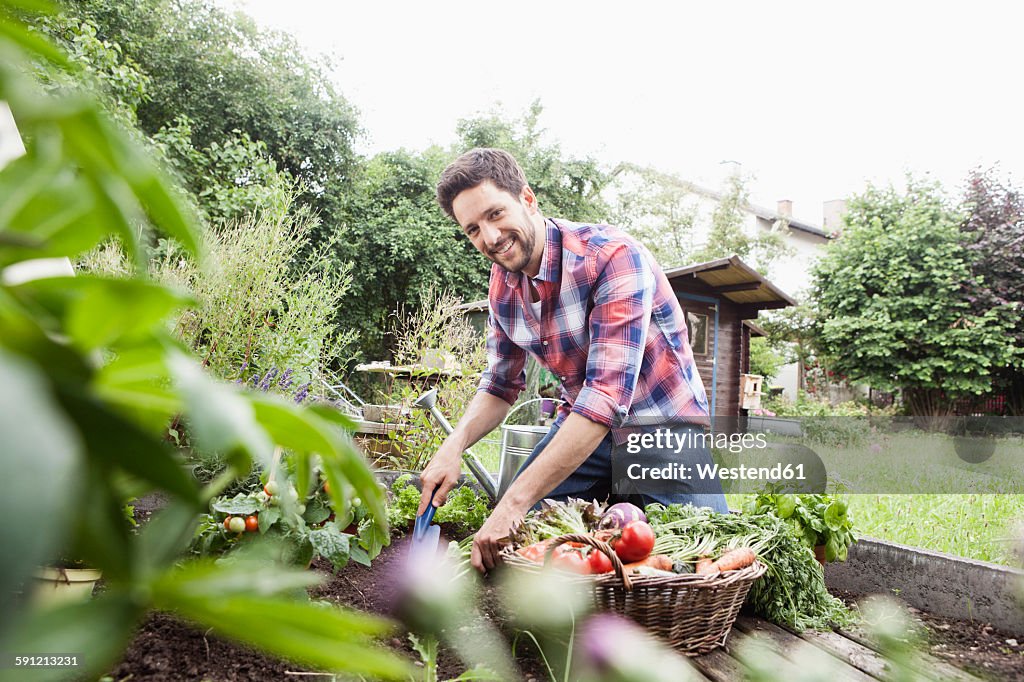 Man gardening in vegetable patch