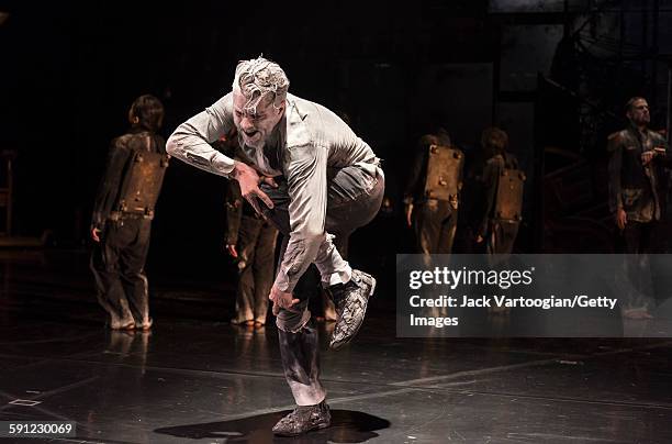 French artist James Thierree, of La Compagnie du Hanneton, performs in the final dress rehearsal of 'Tabac Rouge' during the Next Wave Festival at...