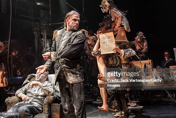 Swedish actor Magnus Jakobsson and fellow members of La Compagnie du Hanneton perform in the final dress rehearsal of 'Tabac Rouge' during the Next...