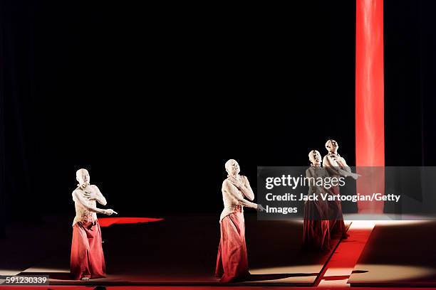 Members of the Japanese Sankai Juku butoh company perform in the 'All That is Born' section of 'Umusuna: Memories Before History' in the 2015 Next...