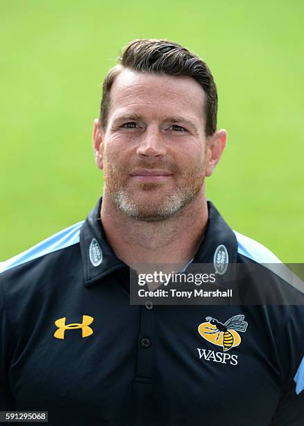 Andy Titterrell, Assistant Forwards and Skills Coach poses for a portrait during the Wasps squad photocall for the 2016-2017 Aviva Premiership Rugby...